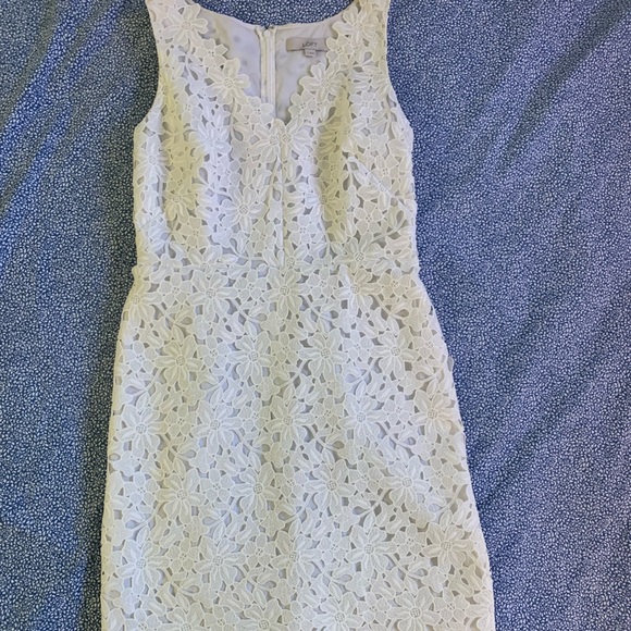 LOFT White Lace Overlay Dress - Picture 1 of 3